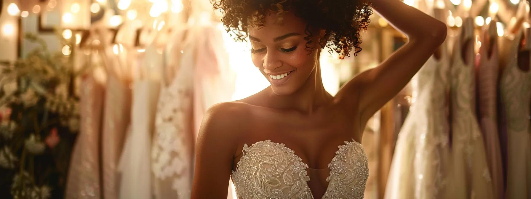 a radiant bride in an elegant fitting room, surrounded by luxurious fabrics and an experienced dressmaker thoughtfully adjusting her gown, showcases the personalized bridal experience that combines style, comfort, and expert craftsmanship. a radiant bride in an elegant fitting room, surrounded by luxurious fabrics and an experienced dressmaker thoughtfully adjusting her gown, showcases the personalized bridal experience that combines style, comfort, and expert craftsmanship.