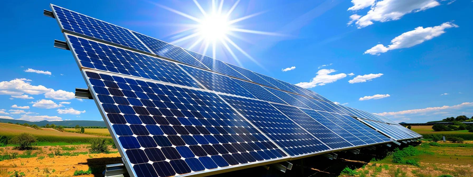 a radiant expanse of solar panels gleams under the warm sun, gliding smoothly on innovative tracking systems amidst a lush, green landscape. a radiant expanse of solar panels gleams under the warm sun, gliding smoothly on innovative tracking systems amidst a lush, green landscape.