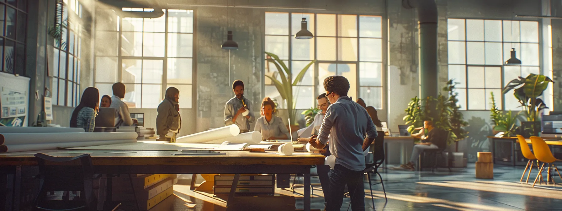 a realistic and candid photo of a diverse group of individuals engaged in a collaborative discussion over blueprints and cost estimates for various foundation types, illuminated by soft natural light in a modern workspace. a realistic and candid photo of a diverse group of individuals engaged in a collaborative discussion over blueprints and cost estimates for various foundation types, illuminated by soft natural light in a modern workspace.