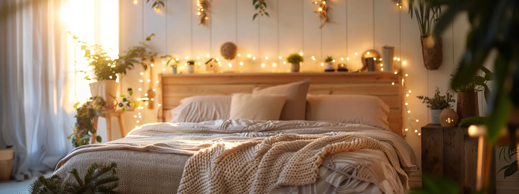 a serene bedroom showcasing a plush, inviting mattress surrounded by seasonal decorations, bathed in warm, natural light, symbolizing comfort and health benefits for restful sleep. a serene bedroom showcasing a plush, inviting mattress surrounded by seasonal decorations, bathed in warm, natural light, symbolizing comfort and health benefits for restful sleep.