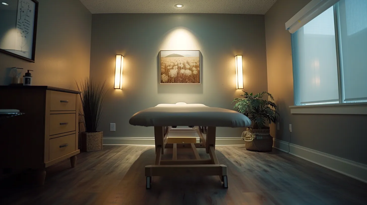 a serene chiropractic office featuring a patient receiving a gentle adjustment on an elegant treatment table, bathed in soft, warm lighting that highlights the calming atmosphere and emphasizes the importance of back health and wellness. a serene chiropractic office featuring a patient receiving a gentle adjustment on an elegant treatment table, bathed in soft, warm lighting that highlights the calming atmosphere and emphasizes the importance of back health and wellness.