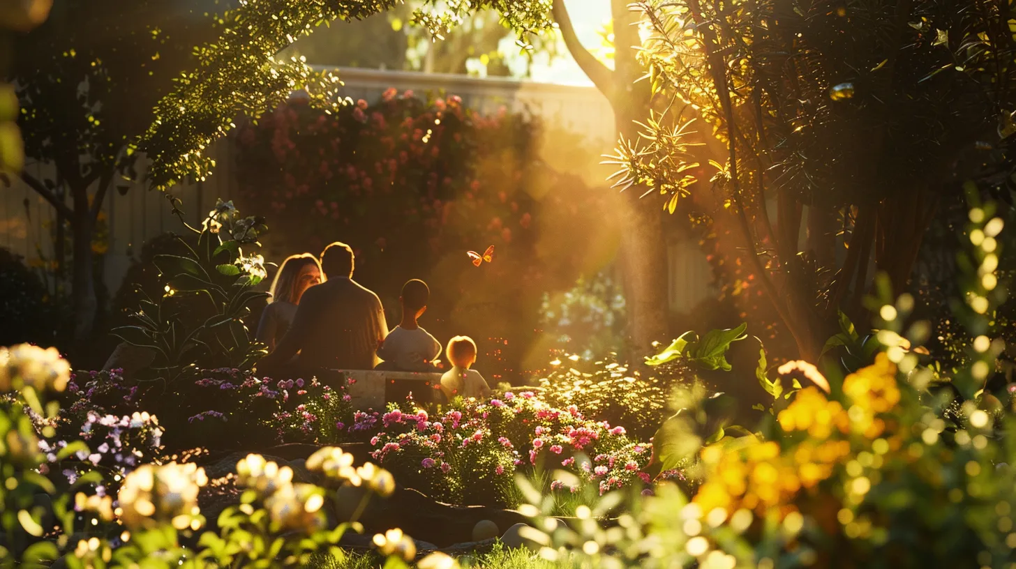 a serene family gathering in a sunlit garden, surrounded by lush greenery and blooming flowers, symbolizing the bonds of love and the legacy of financial security through thoughtful estate planning. a serene family gathering in a sunlit garden, surrounded by lush greenery and blooming flowers, symbolizing the bonds of love and the legacy of financial security through thoughtful estate planning.