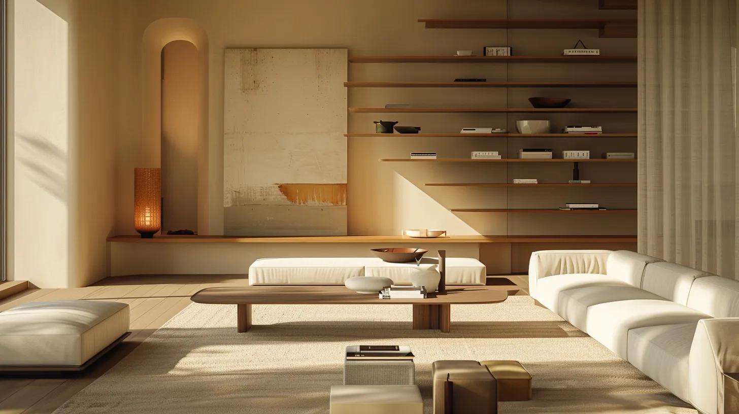 a serene, minimalist living room with sleek furnishings and organized decor radiates a sense of calm and clarity, inviting mindfulness and promoting holistic wellness in a clean and clutter-free environment.