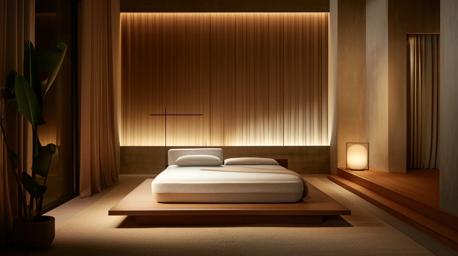 a serene, modern bedroom showcases a sleek, eco-friendly mattress with natural materials, accentuated by soft, ambient lighting that emphasizes its breathable design, evoking a sense of tranquility and quality sleep. a serene, modern bedroom showcases a sleek, eco-friendly mattress with natural materials, accentuated by soft, ambient lighting that emphasizes its breathable design, evoking a sense of tranquility and quality sleep.
