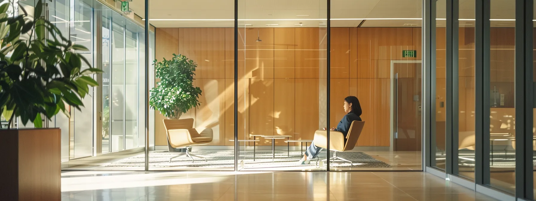 a serene office setting featuring a thoughtful individual engaged in a deep conversation, with ambient light softly illuminating the space, symbolizing the process of seeking clarity and support in immigration psychological evaluations.