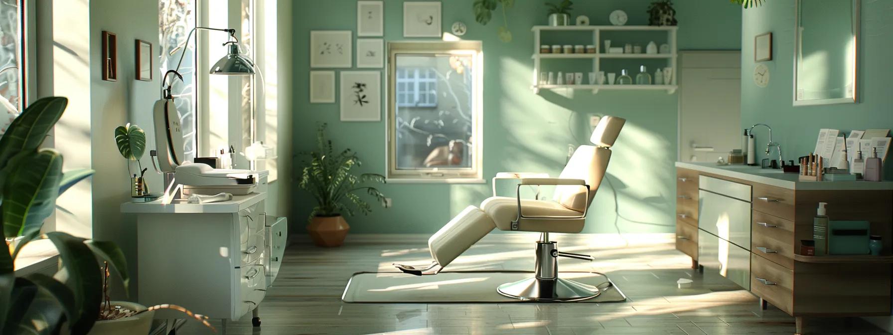 a serene salon environment showcases a skilled esthetician applying high-quality wax with precision, demonstrating expert technique on a client comfortably seated, surrounded by professional tools and soothing decor.