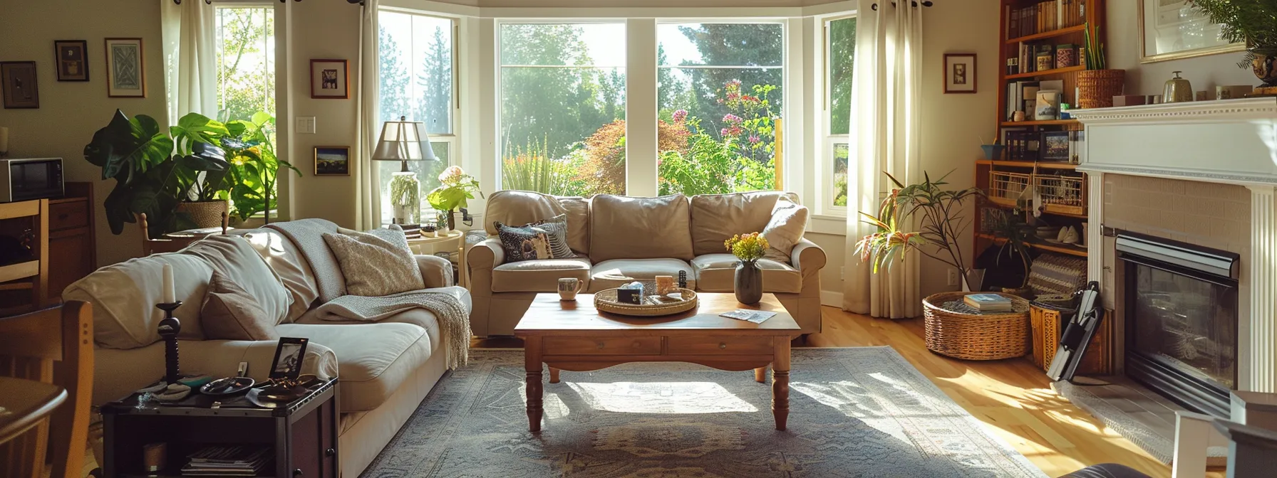 a serene whidbey island living room bathed in soft, natural light, showcasing a cozy, organized space with accessible furnishings and calming decor, symbolizing safety and emotional well-being for in-home care. a serene whidbey island living room bathed in soft, natural light, showcasing a cozy, organized space with accessible furnishings and calming decor, symbolizing safety and emotional well-being for in-home care.