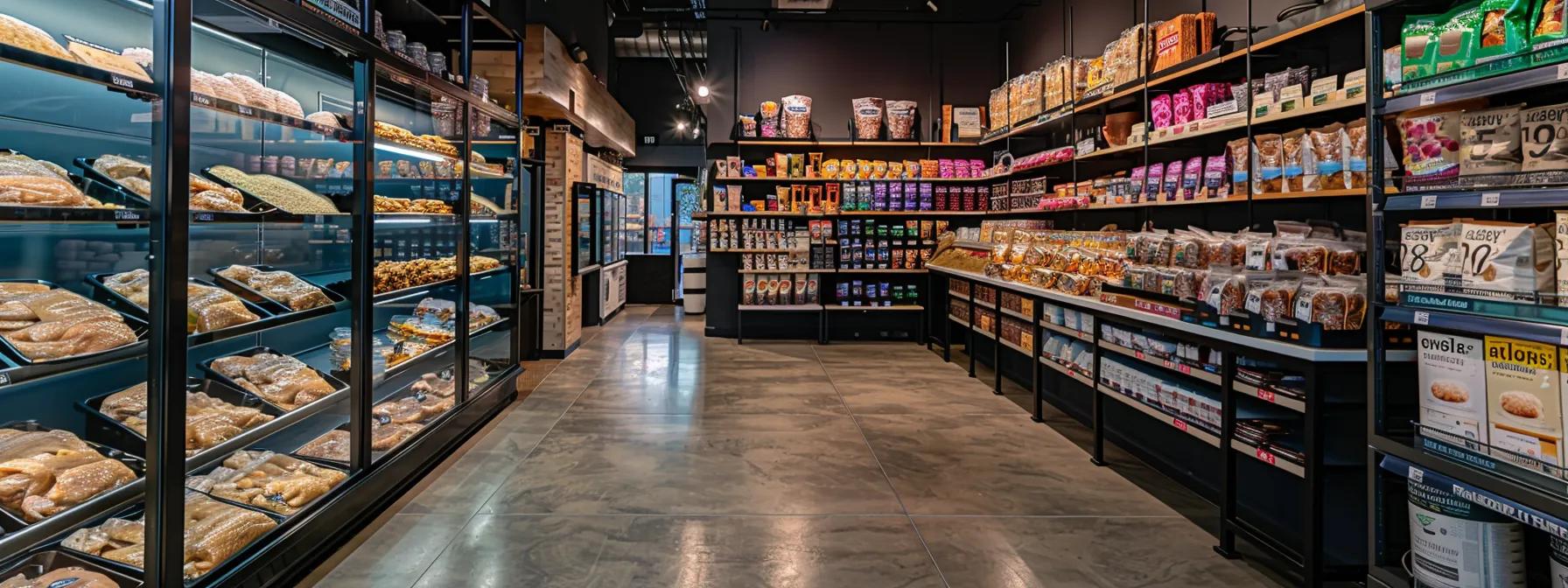 a sharply focused, modern pet food showroom showcases vibrant, high-quality chicken products prominently displayed in clear packaging, highlighting their pure ingredients and scientifically backed nutritional labels under bright led lights. a sharply focused, modern pet food showroom showcases vibrant, high-quality chicken products prominently displayed in clear packaging, highlighting their pure ingredients and scientifically backed nutritional labels under bright led lights.