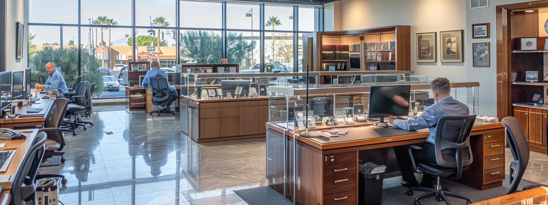 a sharply focused office setting in tucson showcases a professional gem expert advising a thoughtful buyer, with vibrant gemstones and well-organized reference materials illuminating the importance of expert guidance in avoiding costly mistakes. a sharply focused office setting in tucson showcases a professional gem expert advising a thoughtful buyer, with vibrant gemstones and well-organized reference materials illuminating the importance of expert guidance in avoiding costly mistakes.