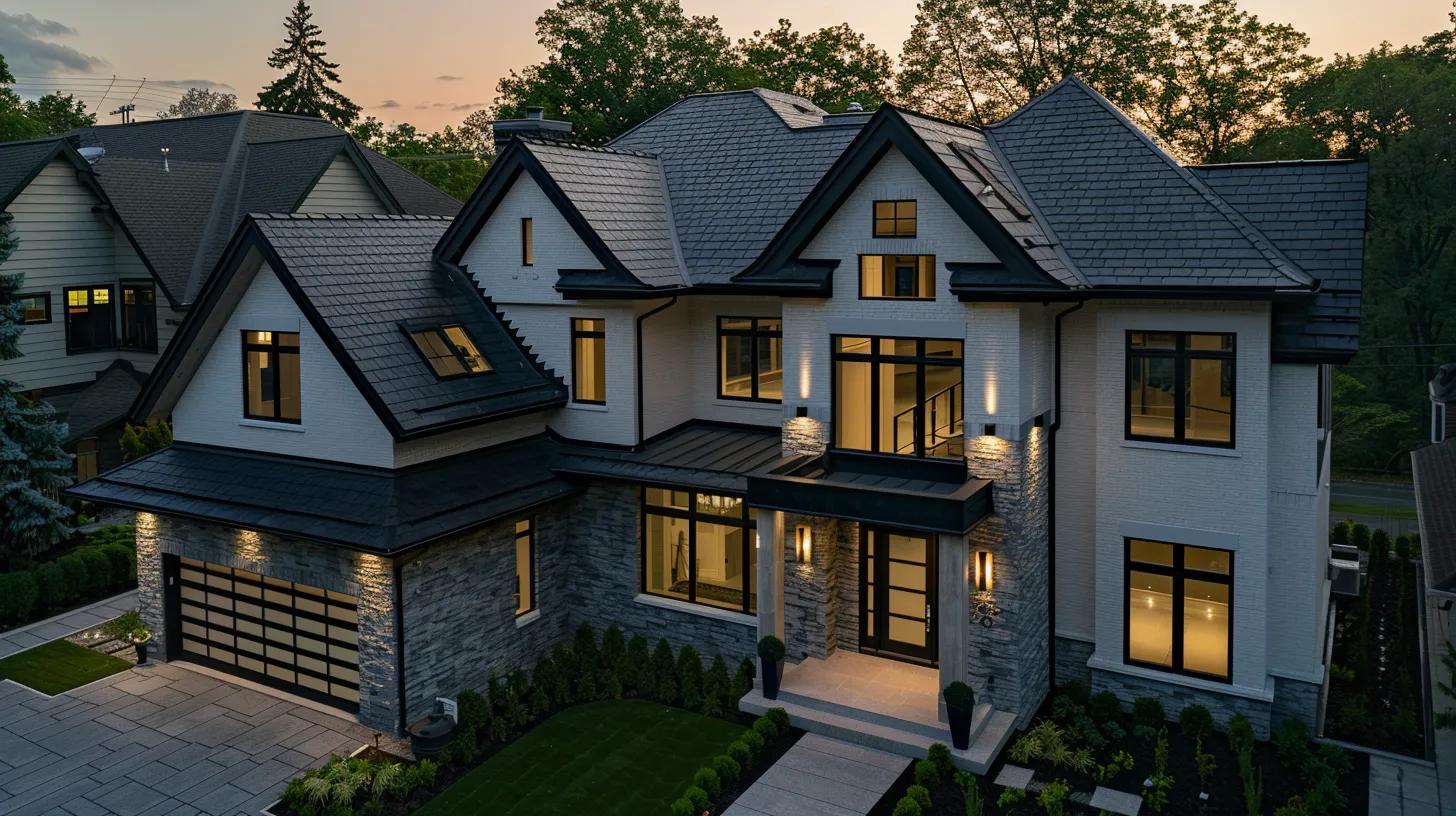 a skilled roofer meticulously installs premium gaf master elite shingles on a modern residential home, showcasing precise craftsmanship under bright overhead studio lighting that highlights the quality of the materials and the intricate details of the work. a skilled roofer meticulously installs premium gaf master elite shingles on a modern residential home, showcasing precise craftsmanship under bright overhead studio lighting that highlights the quality of the materials and the intricate details of the work.