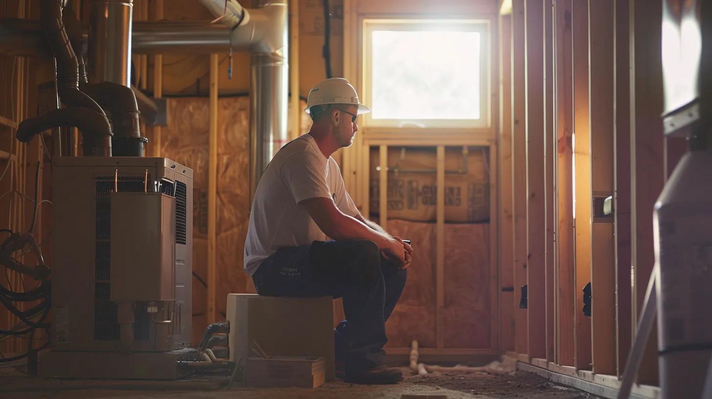 a skillful contractor meticulously installs a sleek hvac unit alongside neatly arranged plumbing pipes and electrical wiring in a newly constructed home, bathed in warm natural light that emphasizes the importance of quality workmanship and system integration for future comfort and safety. a skillful contractor meticulously installs a sleek hvac unit alongside neatly arranged plumbing pipes and electrical wiring in a newly constructed home, bathed in warm natural light that emphasizes the importance of quality workmanship and system integration for future comfort and safety.