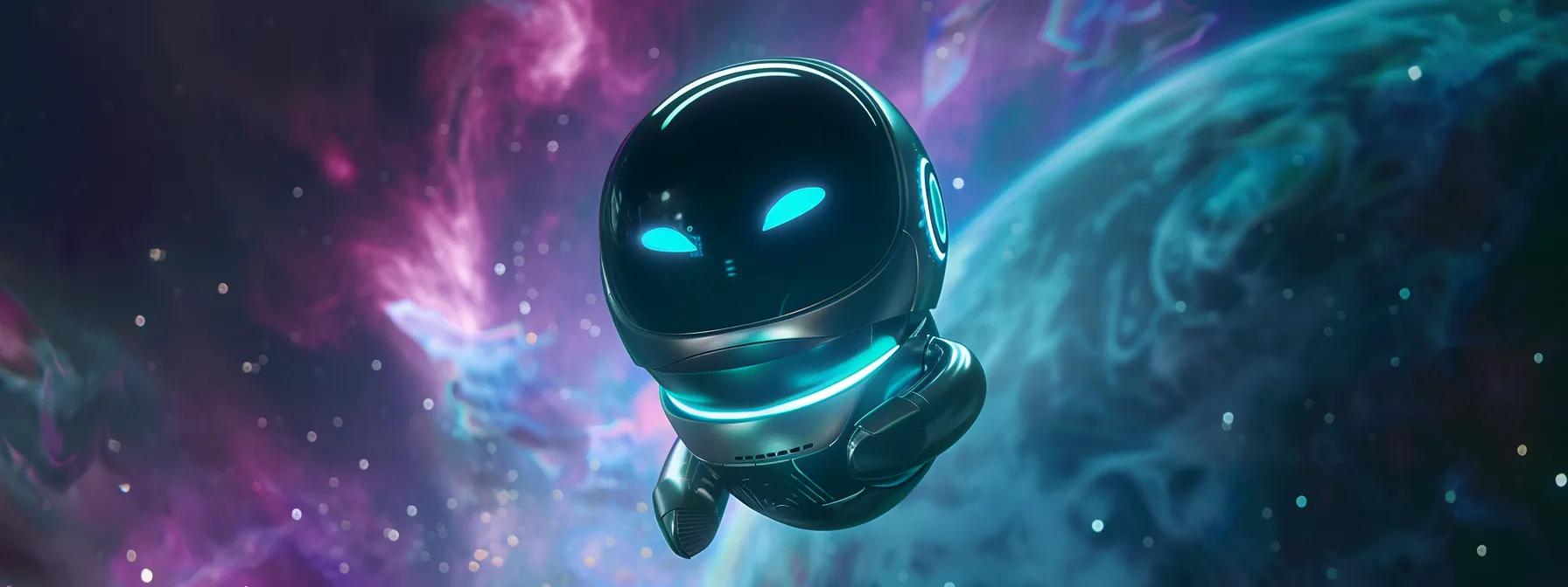 a sleek, futuristic ai robot floats amidst a mesmerizing cosmic backdrop of swirling data streams, vibrant teal and purple highlights illuminating its metallic surface as it perceives the vastness of the universe, captured in sharp focus against a backdrop of twinkling stars and ethereal nebulae. a sleek, futuristic ai robot floats amidst a mesmerizing cosmic backdrop of swirling data streams, vibrant teal and purple highlights illuminating its metallic surface as it perceives the vastness of the universe, captured in sharp focus against a backdrop of twinkling stars and ethereal nebulae.