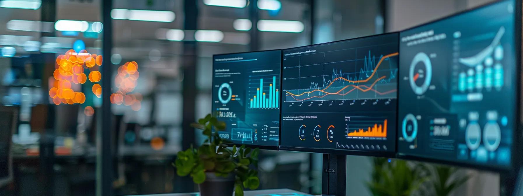 a sleek, high-tech pest control monitoring station displays real-time data analytics on a vibrant screen, set in a modern urban office environment, emphasizing the advanced sensors and iot connectivity that revolutionize rodent management.