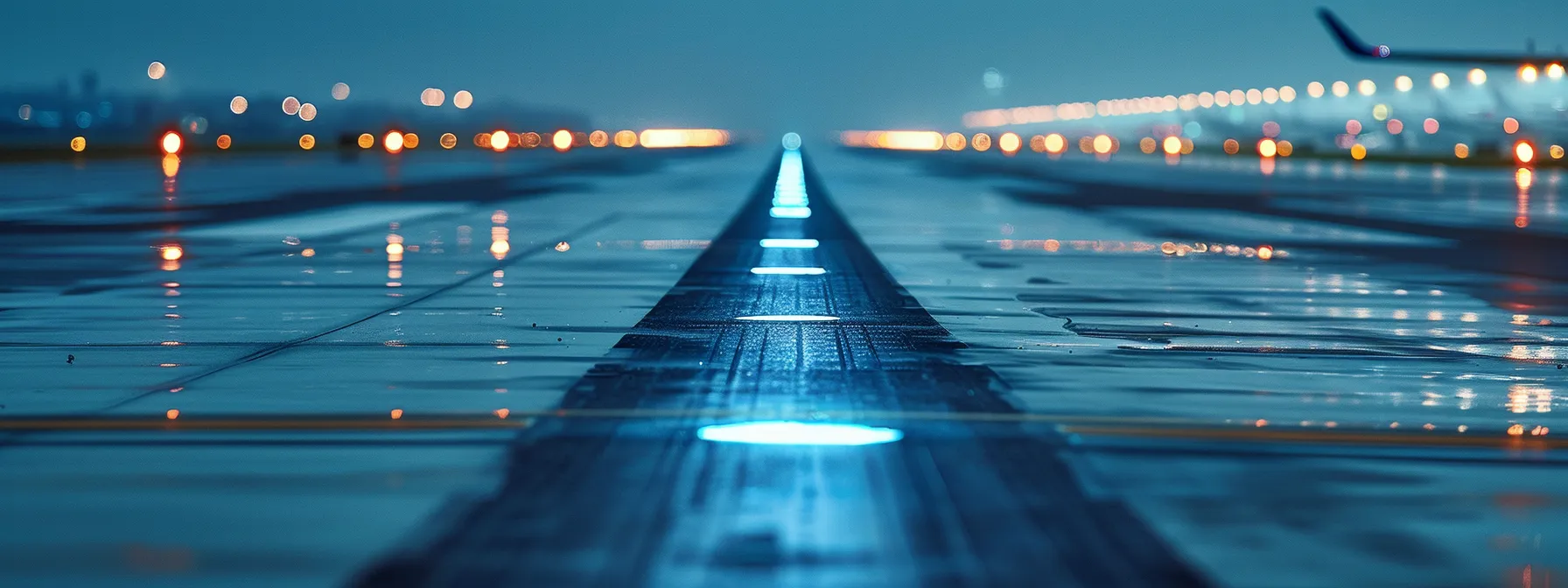 a sleek, modern airport runway under bright, artificial lighting showcases advanced sustainable paving materials, reflecting the future of eco-friendly aviation infrastructure.