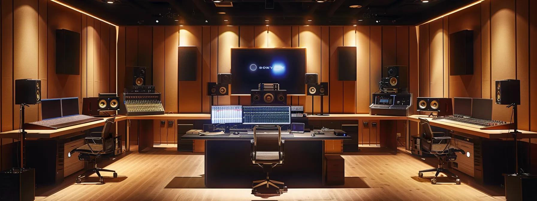 a sleek, modern audio studio filled with advanced wireless microphone equipment, showcasing an array of digital transmission devices, bluetooth setups, and wi-fi microphones, illuminated by dramatic spotlights that highlight their innovative designs against a polished workspace backdrop. a sleek, modern audio studio filled with advanced wireless microphone equipment, showcasing an array of digital transmission devices, bluetooth setups, and wi-fi microphones, illuminated by dramatic spotlights that highlight their innovative designs against a polished workspace backdrop.