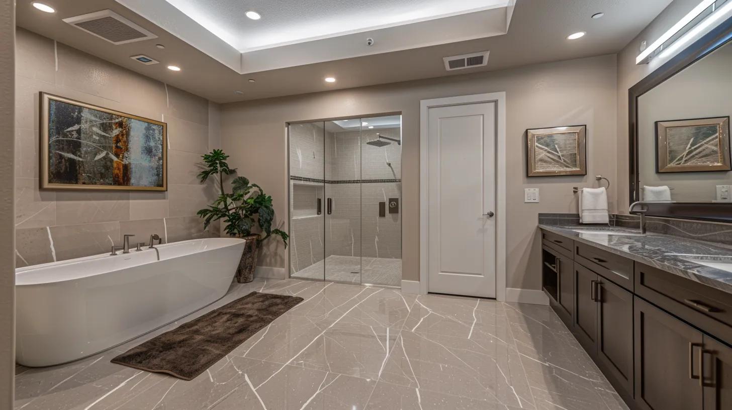 a sleek, modern bathroom features a polished soffit vent seamlessly integrated into the minimalist ceiling design, accentuated by warm artificial lighting that highlights the clean lines and contemporary finishes of the space. a sleek, modern bathroom features a polished soffit vent seamlessly integrated into the minimalist ceiling design, accentuated by warm artificial lighting that highlights the clean lines and contemporary finishes of the space.