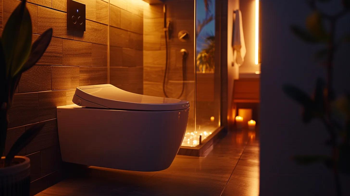 a sleek, modern bathroom features stylish water-saving fixtures including a low-flow toilet, an elegant faucet, and a contemporary showerhead, all illuminated by warm, ambient lighting that highlights their innovative design and emphasizes a commitment to sustainability. a sleek, modern bathroom features stylish water-saving fixtures including a low-flow toilet, an elegant faucet, and a contemporary showerhead, all illuminated by warm, ambient lighting that highlights their innovative design and emphasizes a commitment to sustainability.