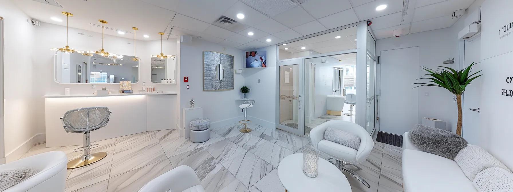 a sleek, modern beauty studio in queens showcases a vibrant display of waxing and skincare options, featuring a stylish treatment room equipped with advanced technology, pristine equipment, and a serene atmosphere that reflects expert precision and care for clients.