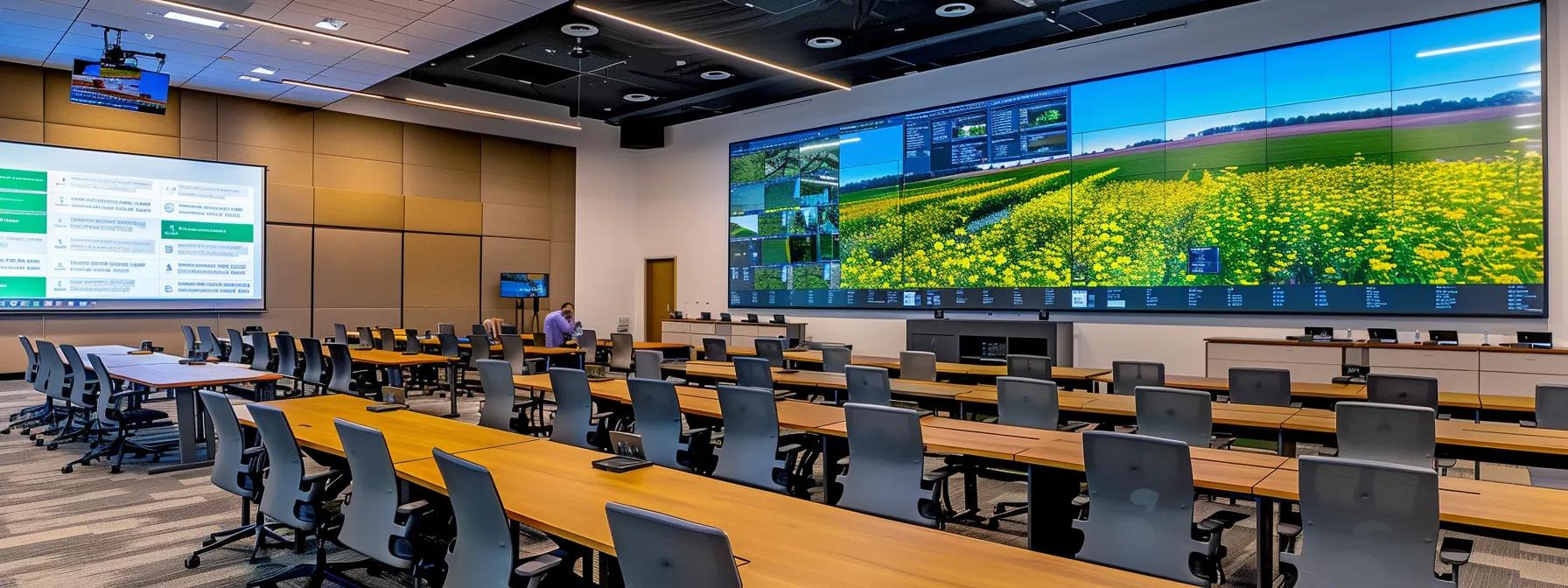 a sleek, modern conference room equipped with advanced technology displays a dynamic meeting in progress, showcasing professionals engaged in a lively discussion about the challenges of design for manufacturability (dfm) and design for assembly (dfa) implementation, highlighted by a wall of visual charts and presentations.