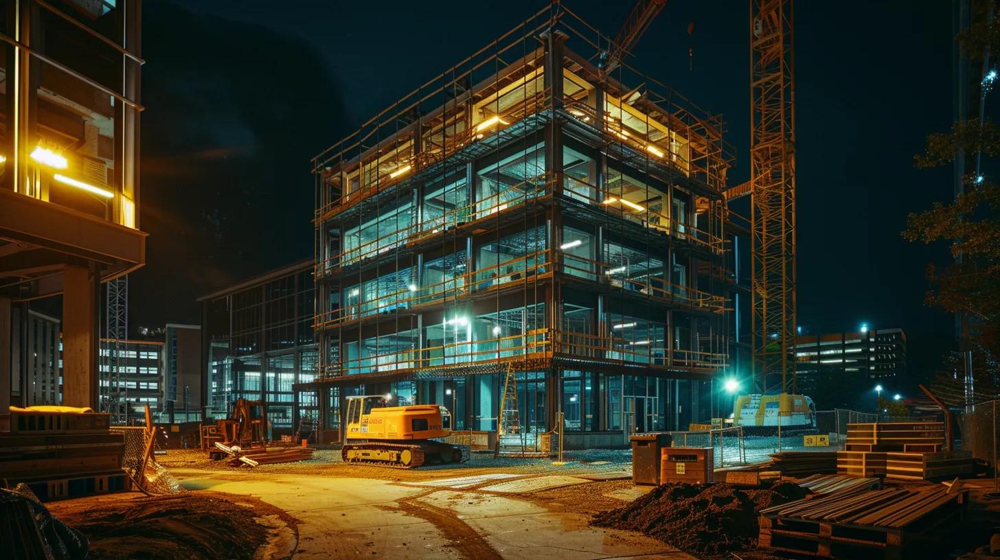 a sleek, modern construction site in knoxville showcases advanced digital tools and machinery at work, illustrating the seamless integration of technology into the building process under the sharp glow of industrial lighting. a sleek, modern construction site in knoxville showcases advanced digital tools and machinery at work, illustrating the seamless integration of technology into the building process under the sharp glow of industrial lighting.