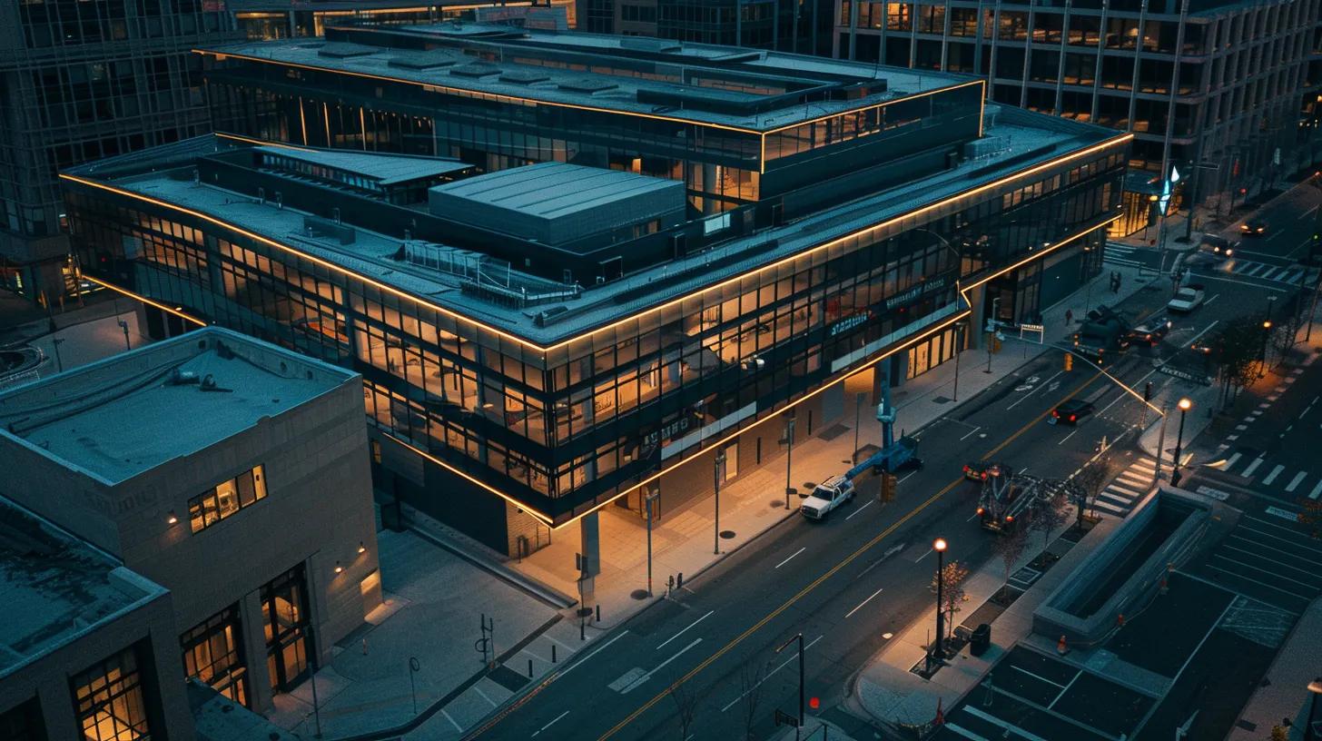 a sleek, modern construction site in an urban setting reveals contractors actively implementing advanced safety protocols and integrating eco-friendly materials, embodying the latest regulatory standards in commercial building practices. a sleek, modern construction site in an urban setting reveals contractors actively implementing advanced safety protocols and integrating eco-friendly materials, embodying the latest regulatory standards in commercial building practices.