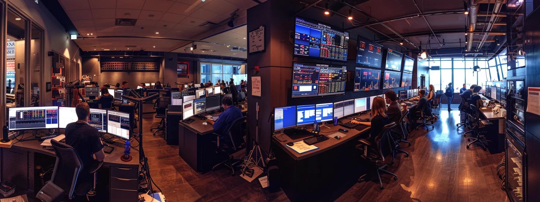 a sleek, modern control room filled with digital displays and interactive maintenance dashboards showcases teams analyzing performance metrics, highlighting the importance of maintenance best practices in enhancing facility operations.