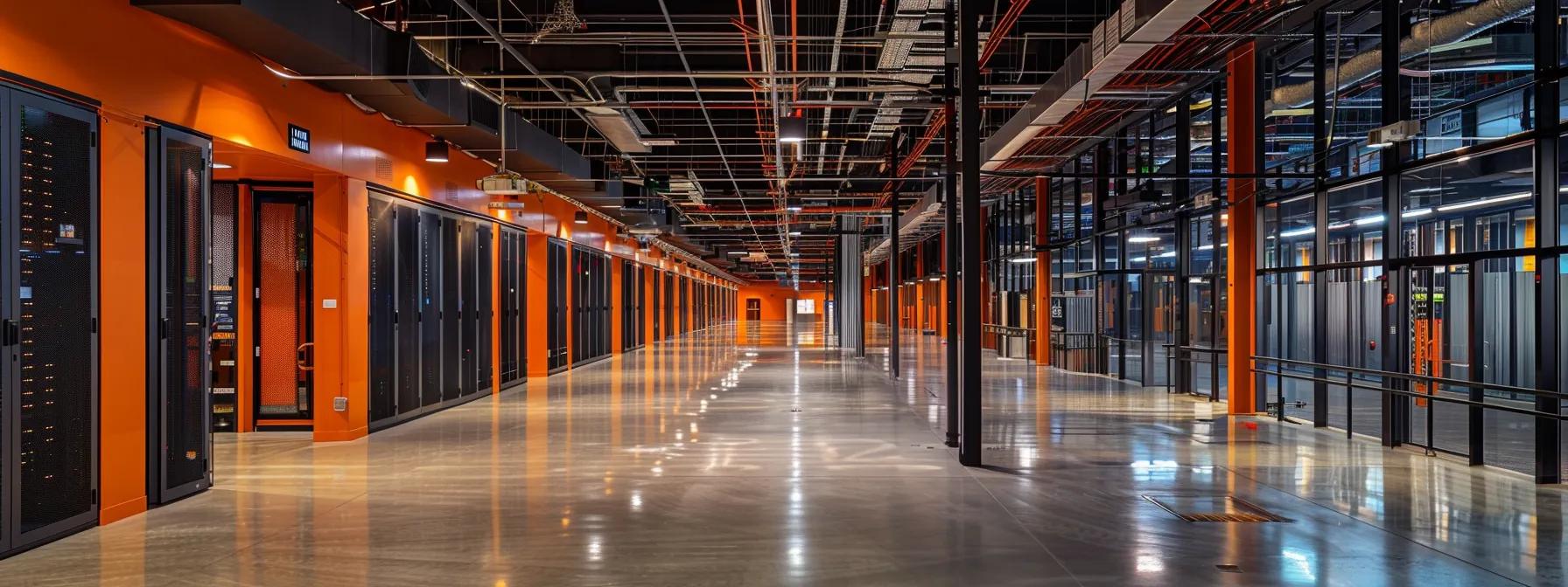 a sleek, modern data center filled with rows of high-performance servers, illuminated by dynamic led lighting that highlights the advanced liquid cooling systems, showcasing their efficiency and innovative design in a high-tech urban environment.
