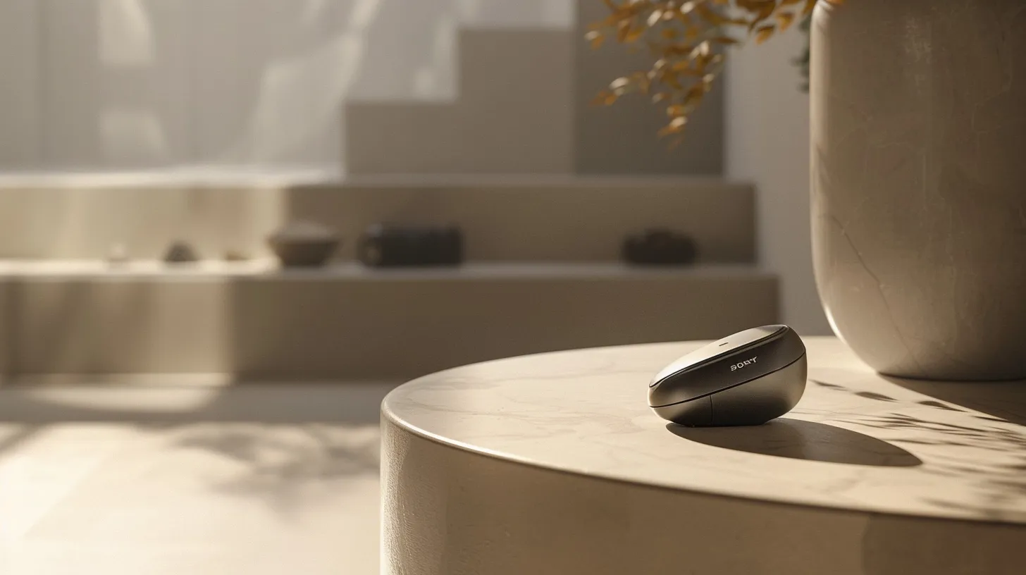 a sleek, modern hearing device elegantly positioned on a minimalist surface, bathed in soft, natural light, symbolizing advanced noise cancellation technology and optimal sound quality.