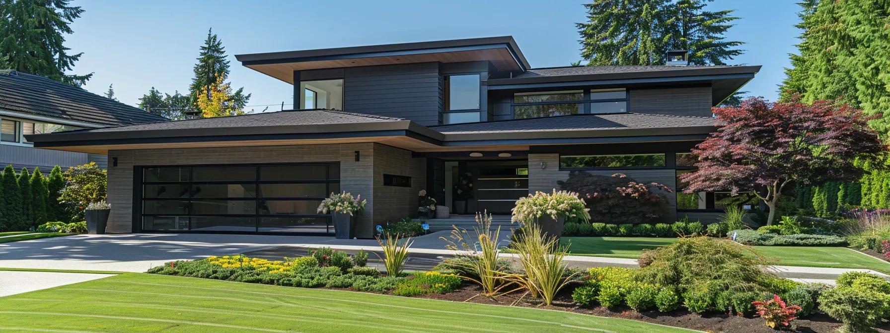 a sleek, modern home exterior showcases a pristine installation of seamless aluminum gutters, highlighting their custom-fit design against a backdrop of stylish architecture and clean lines. a sleek, modern home exterior showcases a pristine installation of seamless aluminum gutters, highlighting their custom-fit design against a backdrop of stylish architecture and clean lines.
