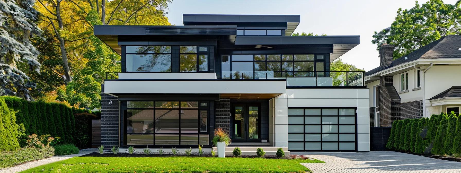 a sleek, modern home showcases shiny seamless gutters installed along its clean lines, set against a contemporary urban backdrop, emphasizing the sleek design and functional elegance of the gutter system. a sleek, modern home showcases shiny seamless gutters installed along its clean lines, set against a contemporary urban backdrop, emphasizing the sleek design and functional elegance of the gutter system.