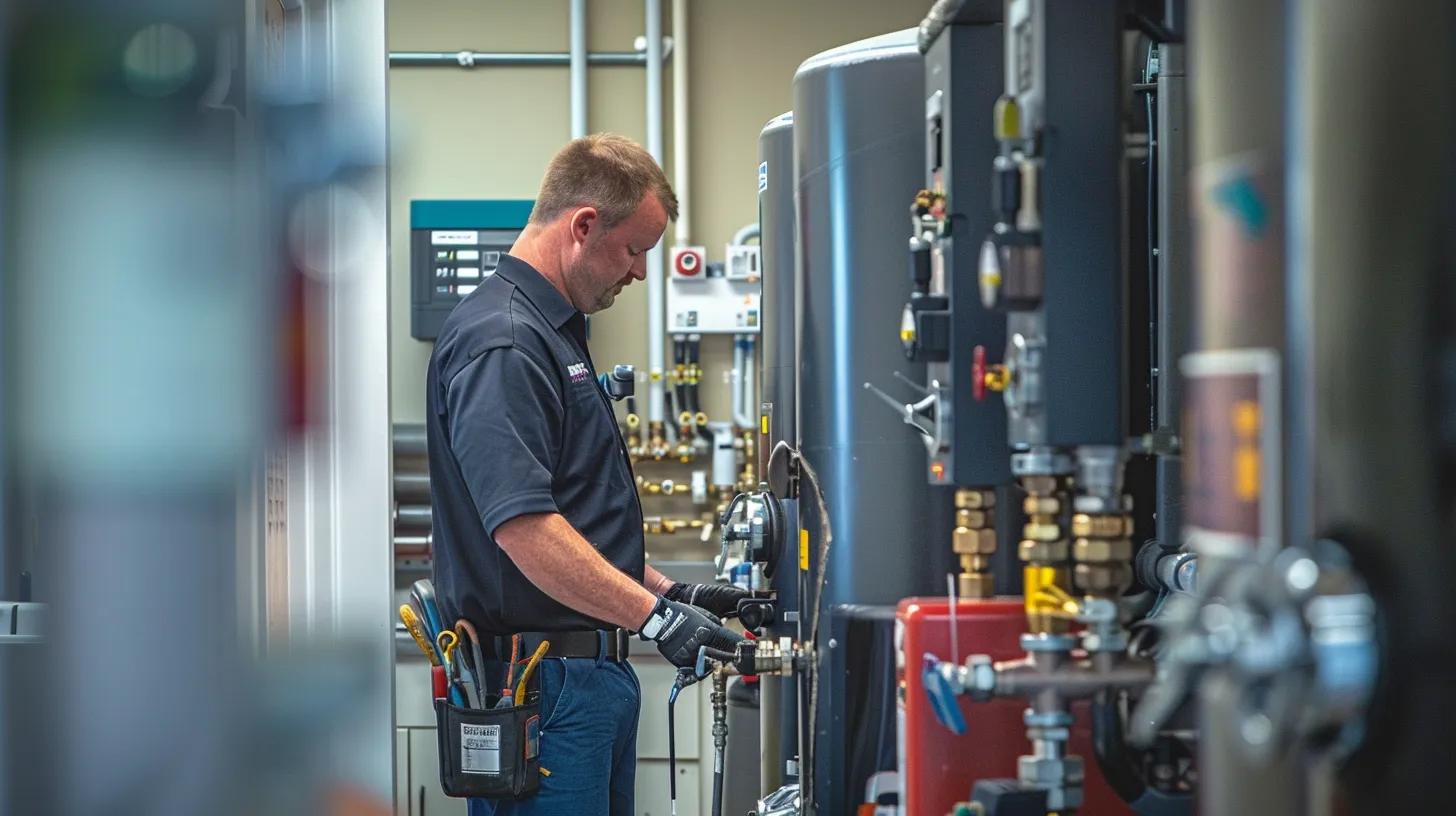 a sleek, modern jacksonville plumbing office features a professional technician confidently inspecting a high-efficiency water heater, surrounded by advanced tools and equipment, emphasizing the importance of expert flushing services for homeowners. a sleek, modern jacksonville plumbing office features a professional technician confidently inspecting a high-efficiency water heater, surrounded by advanced tools and equipment, emphasizing the importance of expert flushing services for homeowners.