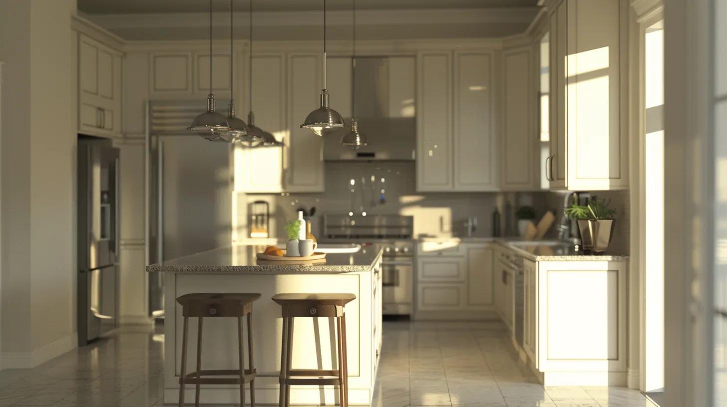 a sleek, modern kitchen exudes minimalist elegance with its neutral-toned shaker cabinets, polished granite countertops, and stainless steel appliances, all arranged to emphasize functionality and clean lines in a clutter-free environment. a sleek, modern kitchen exudes minimalist elegance with its neutral-toned shaker cabinets, polished granite countertops, and stainless steel appliances, all arranged to emphasize functionality and clean lines in a clutter-free environment.