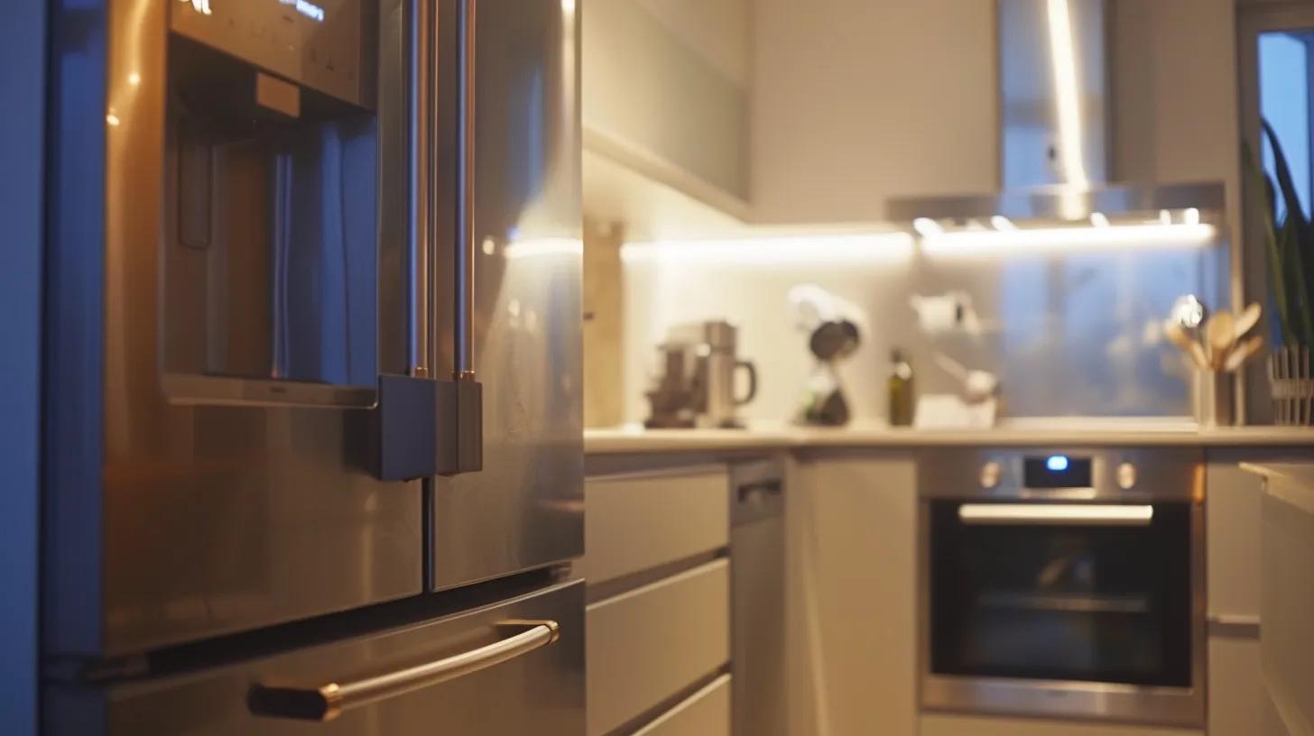 a sleek, modern kitchen featuring minimalist shaker cabinets and compact, energy-efficient appliances seamlessly integrated into a sophisticated layout, highlighting both form and function in an urban culinary space. a sleek, modern kitchen featuring minimalist shaker cabinets and compact, energy-efficient appliances seamlessly integrated into a sophisticated layout, highlighting both form and function in an urban culinary space.