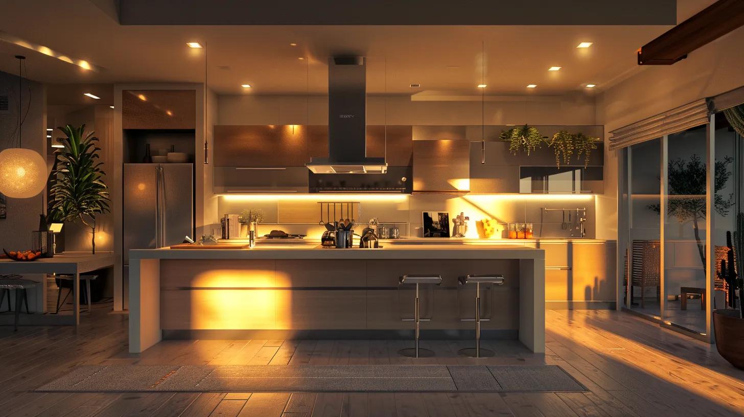 a sleek, modern kitchen in the midst of a stylish remodel showcases multifunctional islands, integrated smart tech, and innovative storage solutions under bright recessed lighting, embodying both elegance and eco-conscious design. a sleek, modern kitchen in the midst of a stylish remodel showcases multifunctional islands, integrated smart tech, and innovative storage solutions under bright recessed lighting, embodying both elegance and eco-conscious design.