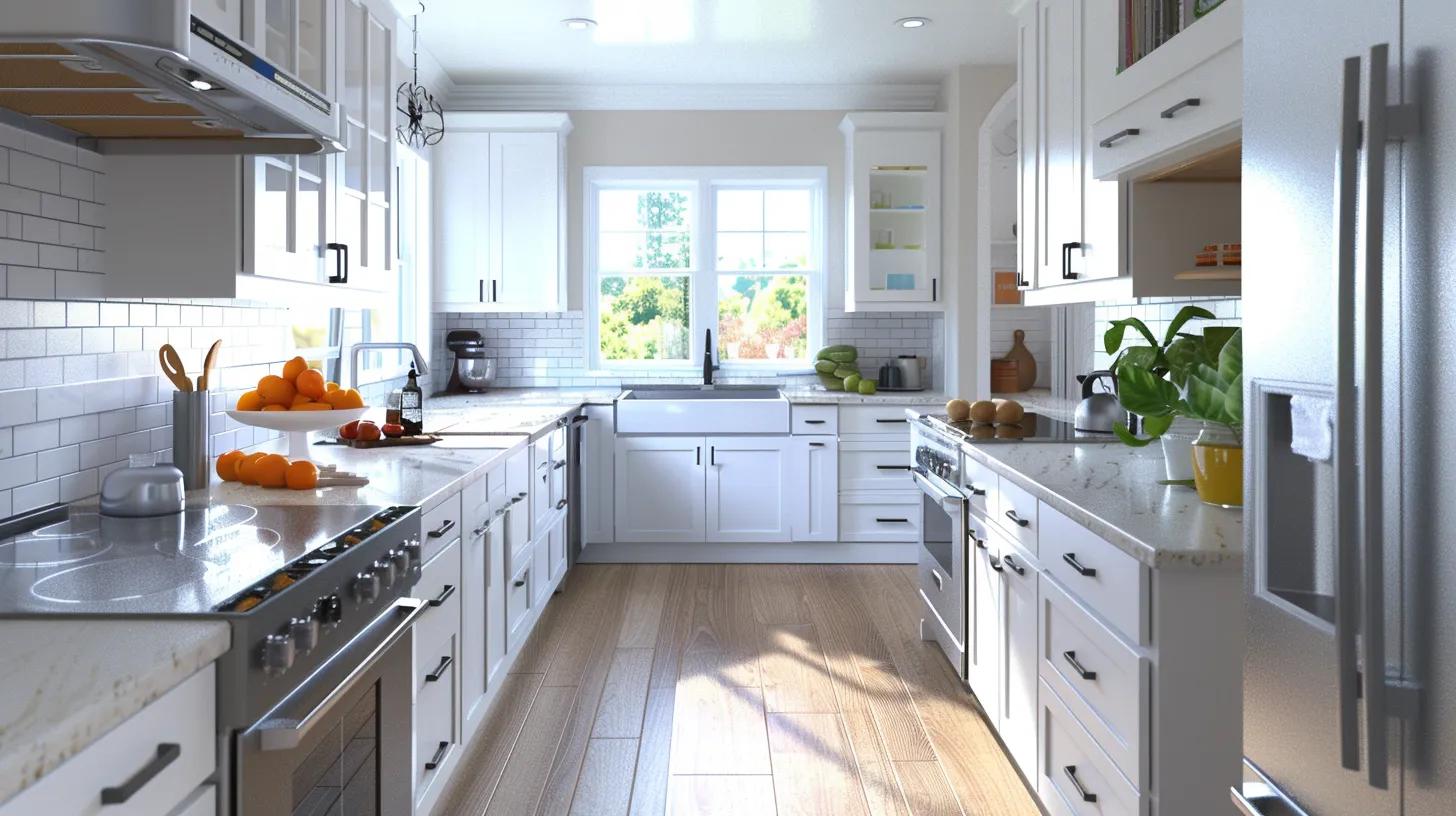 a sleek, modern kitchen in the midst of a remodel features a bright, open galley layout with stylish cabinetry and efficient storage solutions, emphasizing the innovative use of every inch of space. a sleek, modern kitchen in the midst of a remodel features a bright, open galley layout with stylish cabinetry and efficient storage solutions, emphasizing the innovative use of every inch of space.