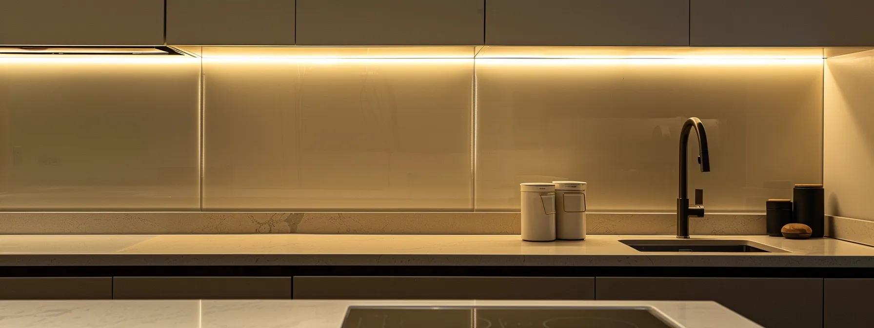 a sleek, modern kitchen showcases a freshly installed tankless water heater, integrated seamlessly into the cabinetry, illuminated by soft, contemporary lighting that highlights the clean lines and minimalist design of the space. a sleek, modern kitchen showcases a freshly installed tankless water heater, integrated seamlessly into the cabinetry, illuminated by soft, contemporary lighting that highlights the clean lines and minimalist design of the space.