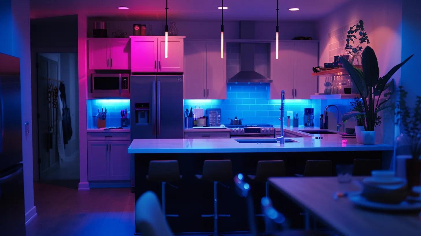 a sleek, modern kitchen under renovation showcases innovative smart appliances and fixtures, bathed in bright, artificial lighting, highlighting the seamless integration of advanced technology in a compact, stylish space. a sleek, modern kitchen under renovation showcases innovative smart appliances and fixtures, bathed in bright, artificial lighting, highlighting the seamless integration of advanced technology in a compact, stylish space.