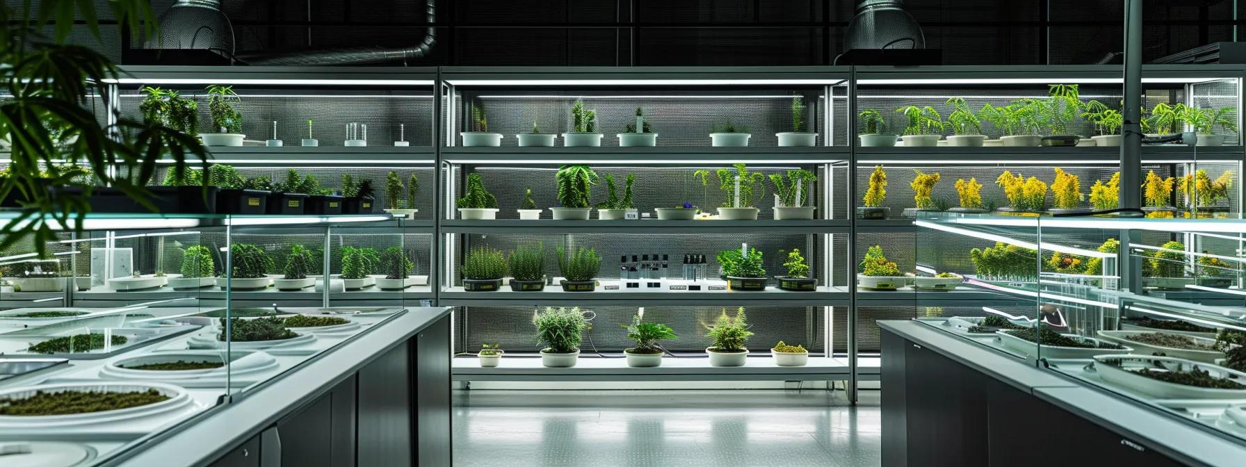 a sleek, modern laboratory filled with advanced cannabis cultivation equipment and vibrant thc strains displayed in glass cases, showcasing the dynamic evolution of strain popularity through innovative breeding techniques and cultural shifts. a sleek, modern laboratory filled with advanced cannabis cultivation equipment and vibrant thc strains displayed in glass cases, showcasing the dynamic evolution of strain popularity through innovative breeding techniques and cultural shifts.