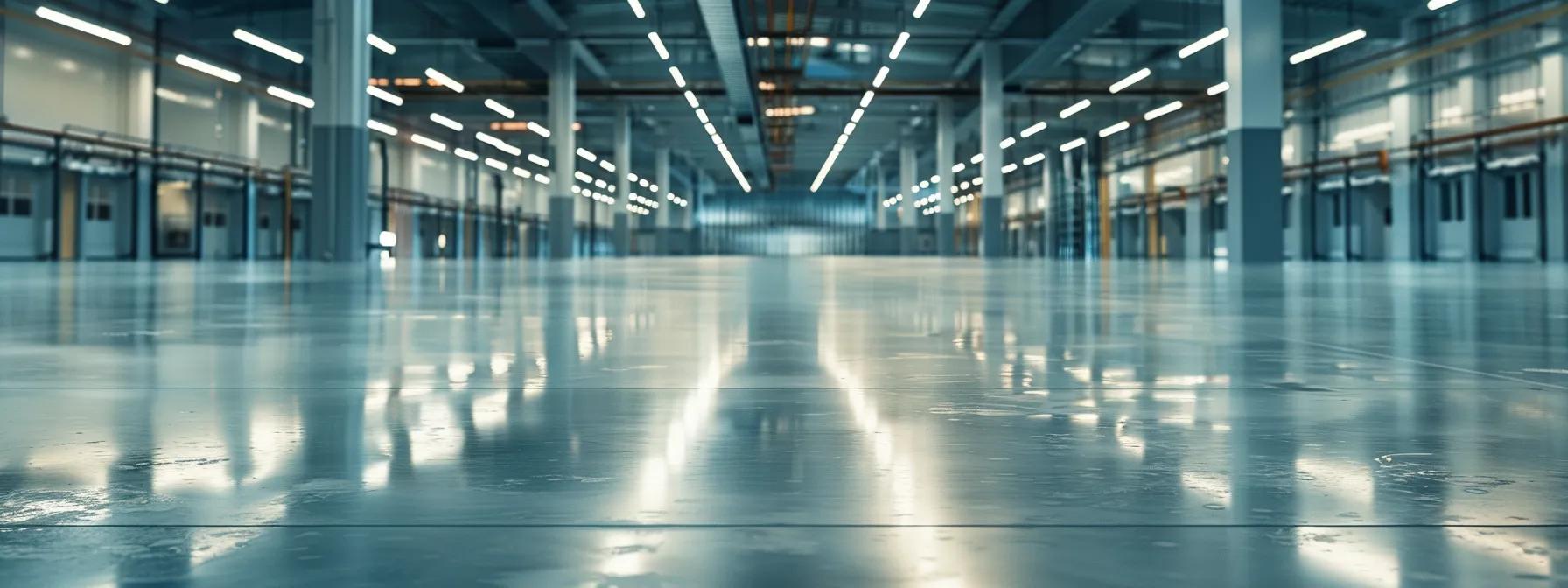 a sleek, modern manufacturing facility showcases pristine epoxy flooring, illuminated by bright overhead lights, emphasizing its smooth, reflective surface and highlighting a vibrant workspace bustling with efficiency and productivity. a sleek, modern manufacturing facility showcases pristine epoxy flooring, illuminated by bright overhead lights, emphasizing its smooth, reflective surface and highlighting a vibrant workspace bustling with efficiency and productivity.