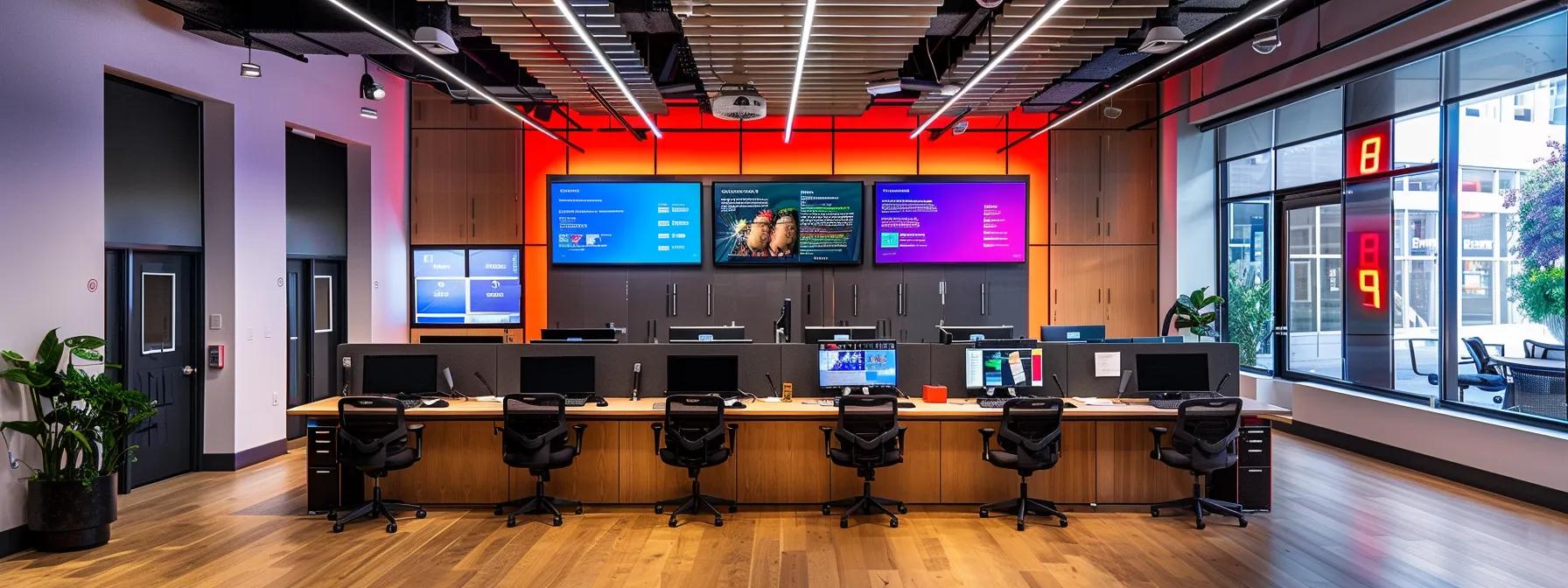 a sleek, modern martial arts school office with vibrant digital displays showcasing real-time attendance dashboards and user-friendly software interfaces, exuding an atmosphere of efficiency and organization. a sleek, modern martial arts school office with vibrant digital displays showcasing real-time attendance dashboards and user-friendly software interfaces, exuding an atmosphere of efficiency and organization.