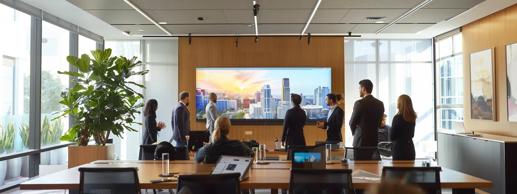 a sleek, modern office conference room features an array of wireless microphones seamlessly integrated with laptops and large screens, illuminated by clear overhead lighting, showcasing a polished setup ready for a virtual meeting. a sleek, modern office conference room features an array of wireless microphones seamlessly integrated with laptops and large screens, illuminated by clear overhead lighting, showcasing a polished setup ready for a virtual meeting.