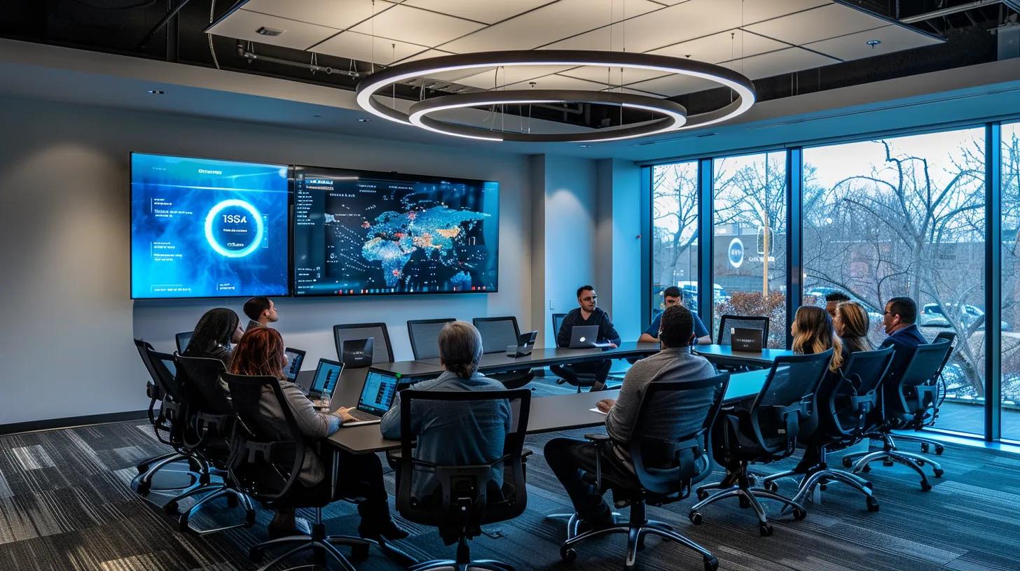 a sleek, modern office conference room filled with diverse professionals collaboratively reviewing a digital presentation on integrating local and traditional seo strategies, illuminated by warm artificial lighting. a sleek, modern office conference room filled with diverse professionals collaboratively reviewing a digital presentation on integrating local and traditional seo strategies, illuminated by warm artificial lighting.