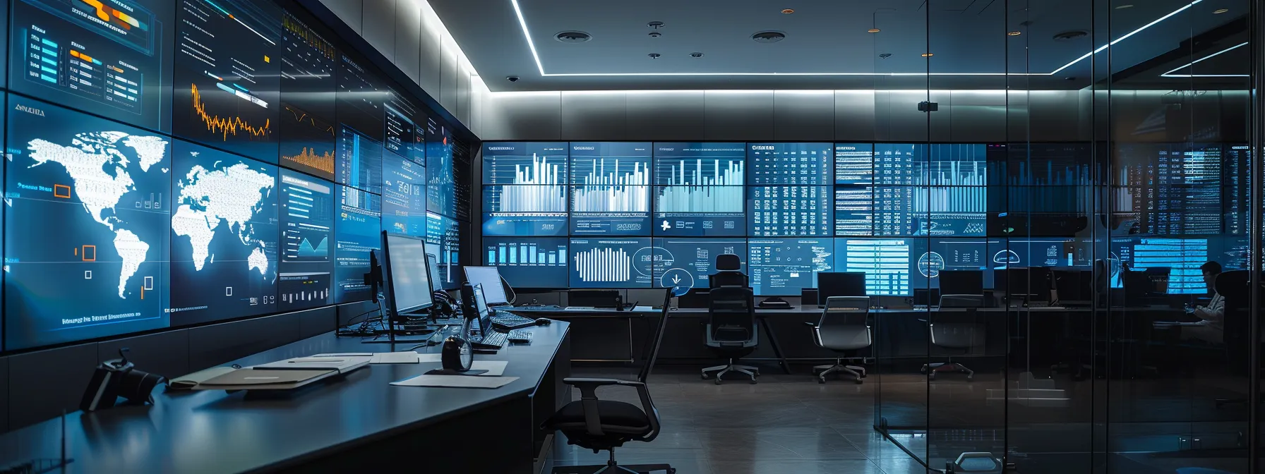 a sleek, modern office environment showcases a focused professional analyzing email marketing metrics on a large screen, surrounded by engaging graphs and charts that illustrate customer engagement and revenue growth. a sleek, modern office environment showcases a focused professional analyzing email marketing metrics on a large screen, surrounded by engaging graphs and charts that illustrate customer engagement and revenue growth.