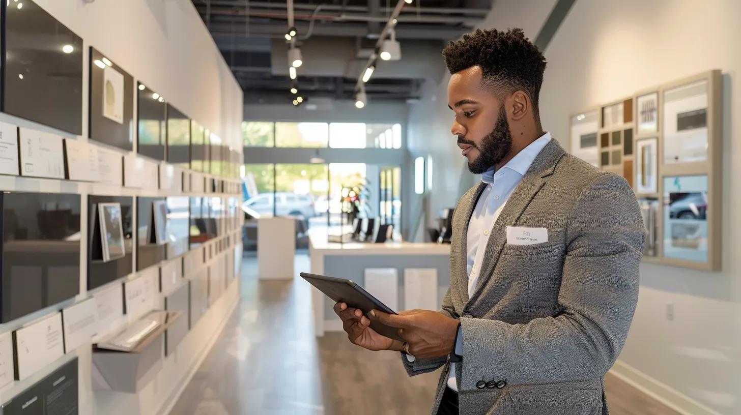 a sleek, modern office environment showcases a business owner analyzing a detailed commercial pressure washing pricing guide on a digital tablet, surrounded by glossy presentation boards illustrating cost estimates and surface types relevant to sarasota’s commercial properties. a sleek, modern office environment showcases a business owner analyzing a detailed commercial pressure washing pricing guide on a digital tablet, surrounded by glossy presentation boards illustrating cost estimates and surface types relevant to sarasota’s commercial properties.