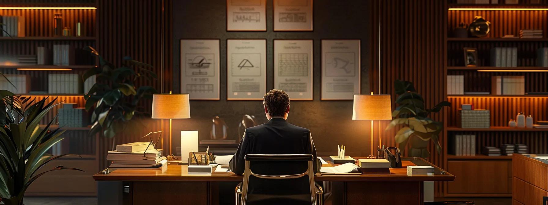 a sleek, modern office environment showcases a focused professional seated at a polished desk cluttered with detailed roofing repair documentation and insurance claim paperwork, illuminated by bright overhead lighting that emphasizes the serious tone of navigating complex financial discussions. a sleek, modern office environment showcases a focused professional seated at a polished desk cluttered with detailed roofing repair documentation and insurance claim paperwork, illuminated by bright overhead lighting that emphasizes the serious tone of navigating complex financial discussions.
