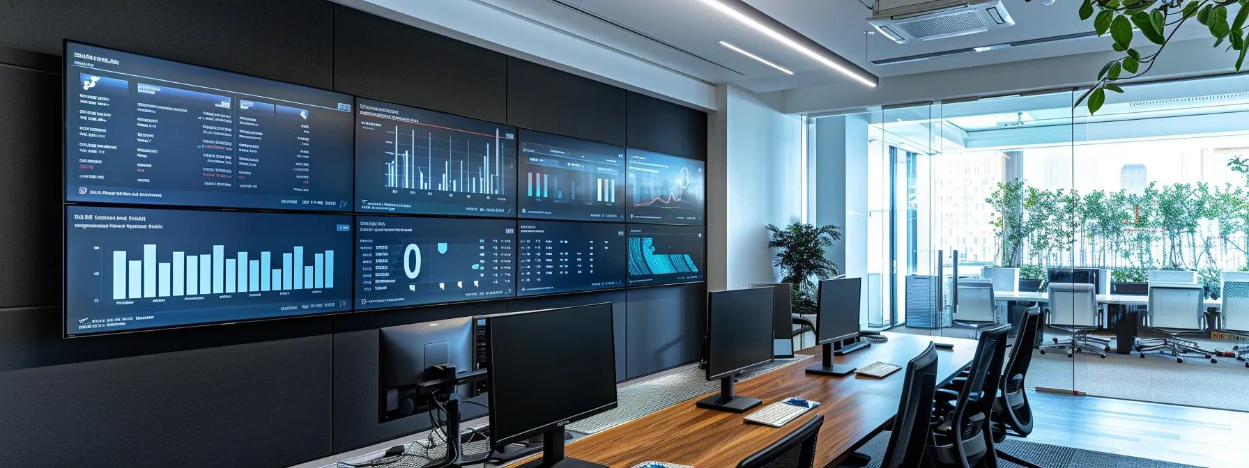 a sleek, modern office environment showcases a large wall-mounted screen displaying a vivid dashboard of accurate business metrics and customer feedback for a demolition contractor, emphasizing the importance of profile completeness in boosting online visibility and user trust. a sleek, modern office environment showcases a large wall-mounted screen displaying a vivid dashboard of accurate business metrics and customer feedback for a demolition contractor, emphasizing the importance of profile completeness in boosting online visibility and user trust.