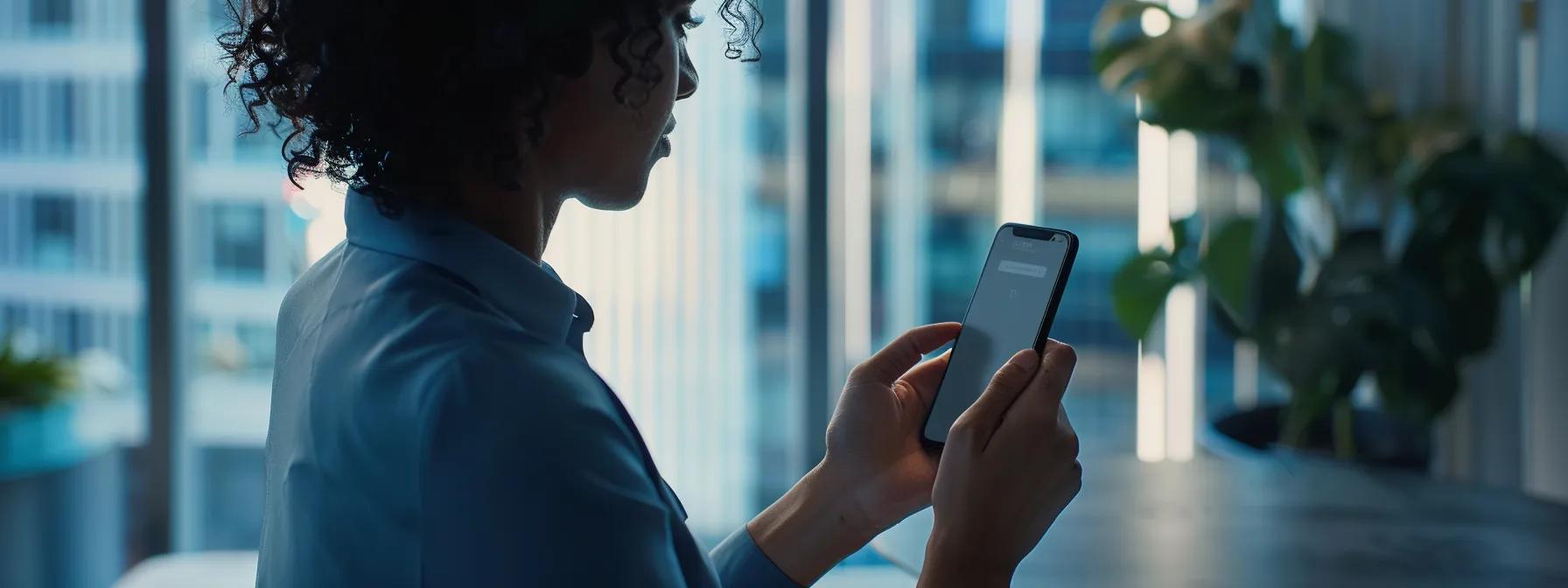 a sleek, modern office environment showcases a professional using a smartphone app to effortlessly track down missing keys, emphasizing the seamless integration of technology in daily life. a sleek, modern office environment showcases a professional using a smartphone app to effortlessly track down missing keys, emphasizing the seamless integration of technology in daily life.