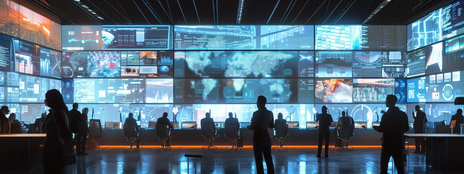 a sleek, modern office environment showcases a diverse group of professionals collaboratively engaging with state-of-the-art technology on multiple screens, illustrating the concept of enhancing website performance through masterful technical seo strategies.