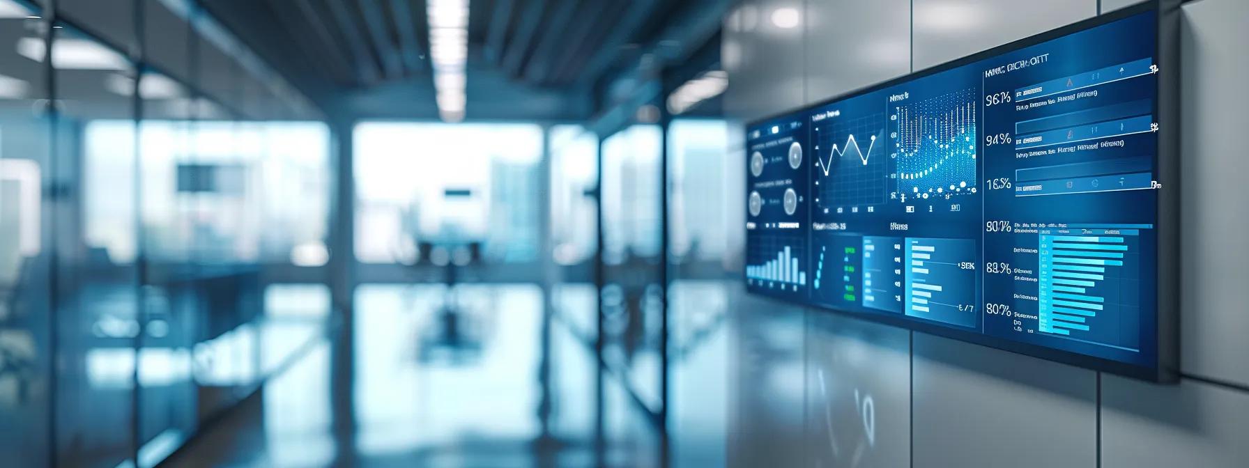 a sleek, modern office environment displays a digital dashboard on a large screen, showcasing real-time performance metrics and analytics from a ctv advertising campaign, highlighting key performance indicators and insights with vibrant, engaging visuals.