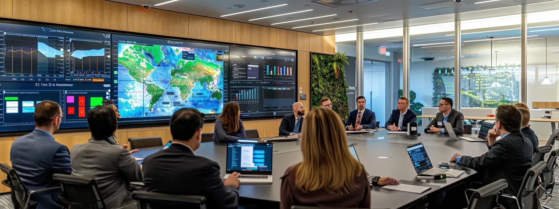 a sleek, modern office environment showcases a diverse group of professionals engaged in a focused discussion around a large conference table, with solar investment charts and financial documents laid out, emphasizing strategic planning and negotiation for favorable loan terms. a sleek, modern office environment showcases a diverse group of professionals engaged in a focused discussion around a large conference table, with solar investment charts and financial documents laid out, emphasizing strategic planning and negotiation for favorable loan terms.